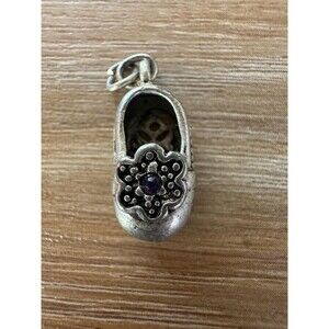Vintage Baby Booty/Shoe Charm with Purple Rhinestone
